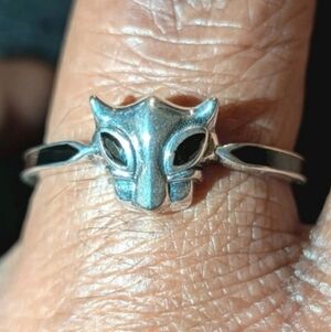 Womens Shiny Dainty Black Panther Wakanda Forever 925 Sterling Silver Ring Sz 7